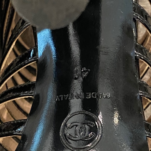RARE AUTH CHANEL BLACK CAGE HEELS SZ 41/ US 11 - Picture 14 of 14